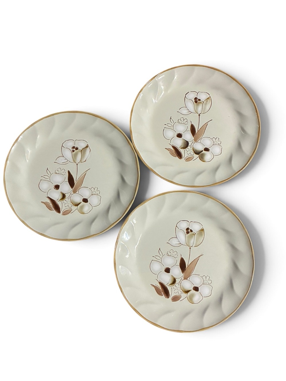 Hearthside Stoneware Sculptura Felicity Salad Plates Vintage Japan Set Of 3